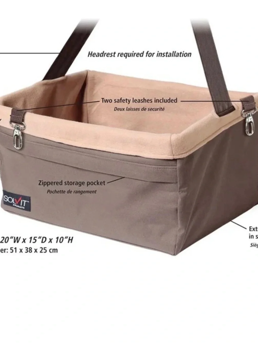 Solvit Tagalong Pet Booster Seat - Brown - Large